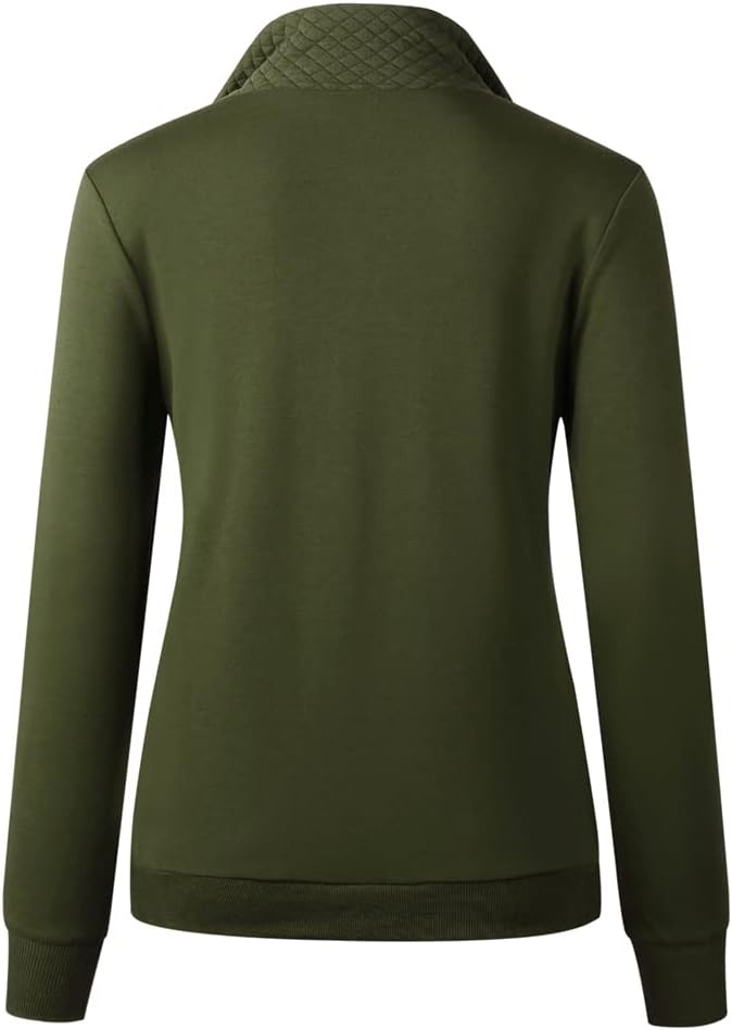 Barlver Womens Fashion Quarter Zip Stand Collar Sweatshirts Long Sleeve Plain Casual Ladies Pullovers Shirts Tops - Image 4