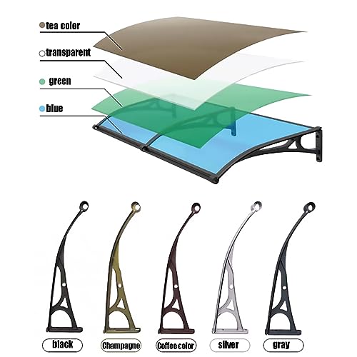 Auvent aérien en polycarbonate transparent avec support mural pour porte et porche - 4