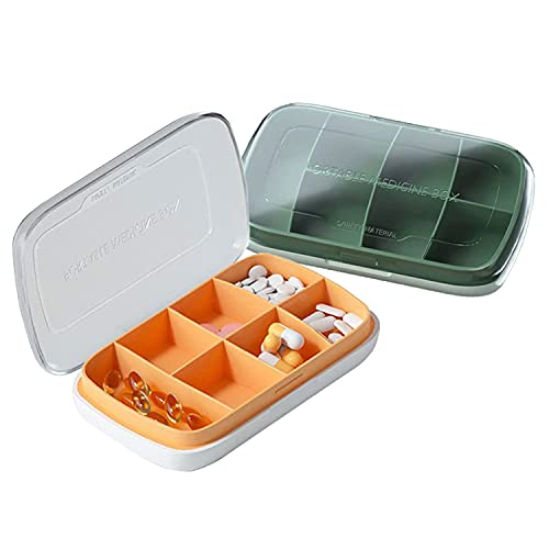 Pill Box 7 Days Organiser (2 Pcs), Portable Pill Box, Pill Box Travel, for Vitamins and Medication
