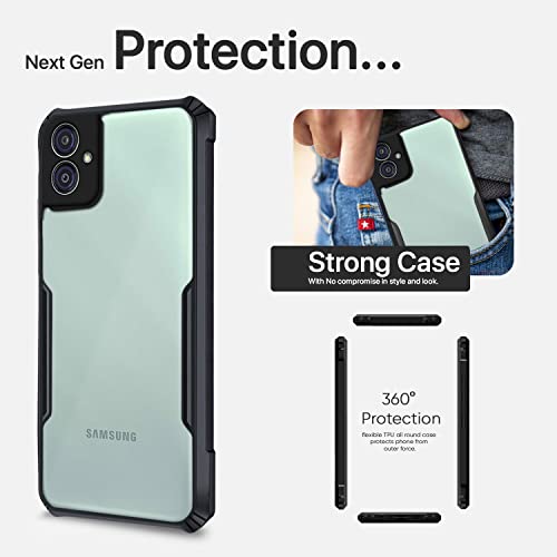 Image of Pikkme Samsung Galaxy M04 / F04 / A04E Back Cover | Crystal Clear Transparent Back | Ultra Hyrbid | Full Camera Protection | Raised Edge | Bumper Back Case (Plastic, Black)