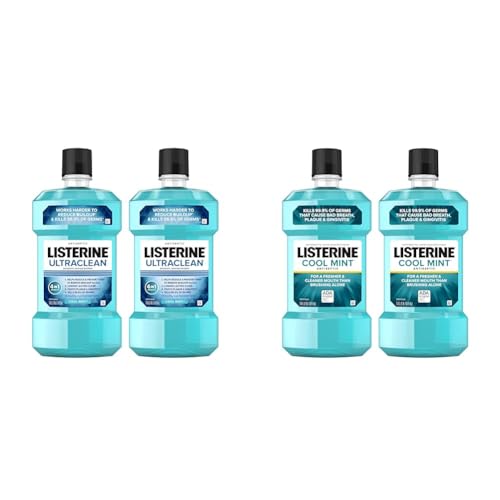 Listerine Ultraclean Oral Care Antiseptic Mouthwash, Everfresh Technology to Help Fight Bad Breath & Cool Mint Antiseptic Mouthwash to Kill 99% of Germs That Cause Bad Breath