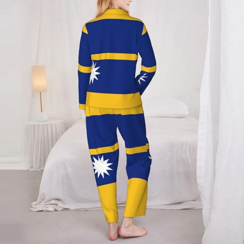 Pyjama drapeau de Nauru ensemble homewear manches longues pour le week-end - 5