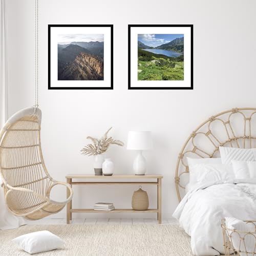 Image of JCJMY 22x22 Picture Frame Black with 18x18 Mat, Display Photo 18x18 with Mat or 22 x 22 Without Mat, Wall Hanging Large 22x22 Poster Frame with Shatter Resistant Plexiglass, Black