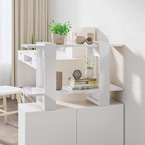 Cinyiqo Estantería/Divisor de Espacios Blanco Brillante 80x30x51 cm, Libreria Estanteria, Muebles Auxiliares, Estanterias Almacenaje, Mueble Almacenaje, Mueble Organizador - 811598