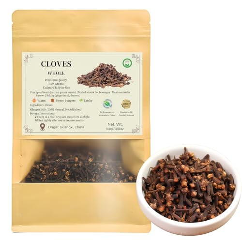Premium Gewürznelken ganz (100g) - Sonnengetrocknet, intensives Aroma-Gewürze – keine Konservierungsstoffe – keine Zusatzstoffe – gentechnikfrei – geeignet zum Kochen, Tee (100 g * 2 Beutel)