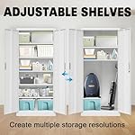 Metal Storage Cabinet with 2 Doors and 5 Adjustable Shelves, 71” White Locking Steel Tool Cabinet for Garage/Pantry/Kitchen/Living Room/Bathroom/Office - Image 5
