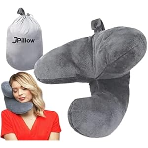 J-pillow Travel Pillow (no scarf) – Complete Support for Head, Neck and Chin, Multi-Patented. British Invention of the Year. Best Neck Pillow for Airplanes. (Silver Grey)