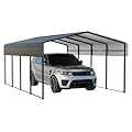 NUGRIART Metal Carport 13 x 20 FT with Heavy Duty Metal Frame & Galvanized Steel Roof, Metal Car Garage, Sturdy Canopy Shelter for Car, Truck, Pickup, SUV, Tractor, and Boat