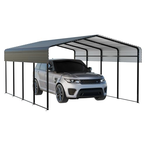 NUGRIART Metal Carport 13 x 20 FT with Heavy Duty Frame & Galvanized Steel Roof, Metal Car Garage, Sturdy Canopy Shelter for Car, Truck, Pickup, SUV, Tractor, and Boat