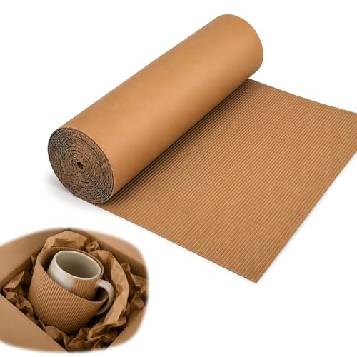 Corrugated Cardboard Roll Brown Kraft Paper Wrap for Packing Moving Shipping Flower Bouquets and DIY Crafts Protective Fluted Cushioning Paper Sheet Roll