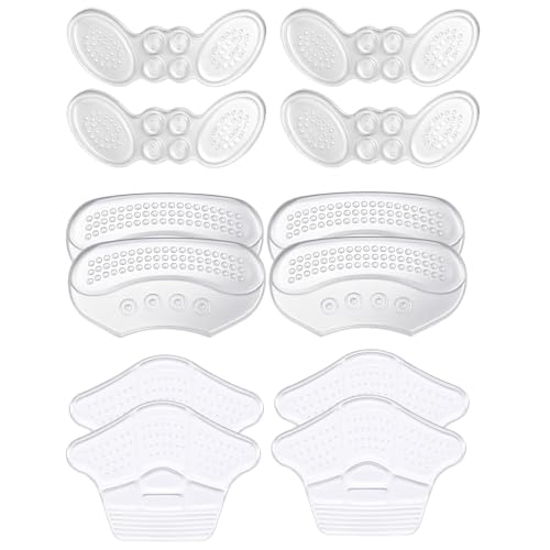 6 pares de almohadillas para el talón, protección del talón para zapatos, almohadillas de silicona para talón, para zapatos demasiado grandes, 11,2 x 8,5 cm
