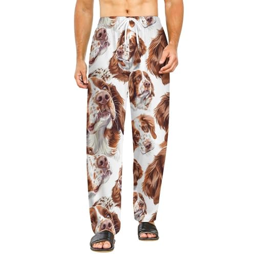Brittany Spaniel Dog Novelty Pajama Pant With Pockets Casual Sleep Lounge Pants For Men Women