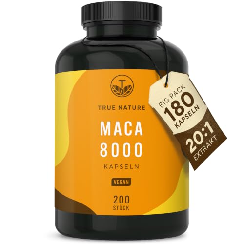 TRUE NATURE Maca Kapseln Gold - 24.000mg/ Tag - 20:1 Extrakt - 200 Stück