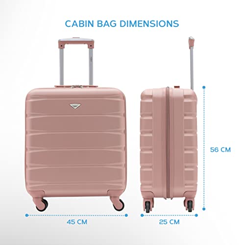 Flight Knight Lichtgewicht 4-wiel ABS Hard Case koffers Cabine & Hold Bagage Opties goedgekeurd voor meer dan 100 luchtvaartmaatschappijen, waaronder easyJet, British Airways, RyanAir, Virgin Atlantic, Emirates & Veel meer, Rosegoud, Cabin - 56x45x25cm, Bagage Set - Image 3