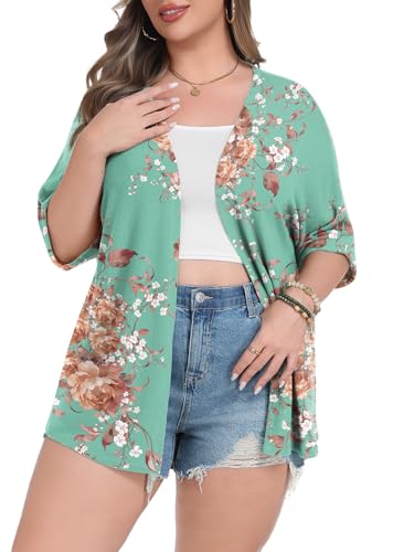 Image of Lastshe Womens Plus Size Cardigan Short Sleeve Lightweight Loose Cover Ups Open Front Sweaters Summer Cardigan