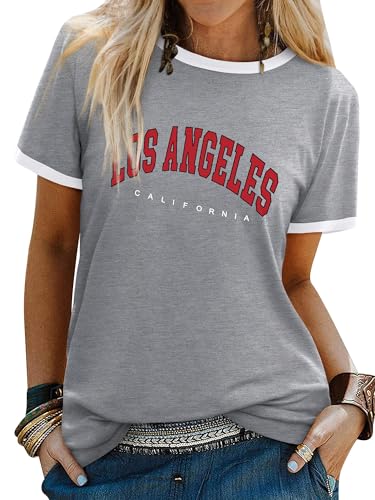 Dresswel Women Retro Los Angeles California T-Shirt Vintage Graphic T Shirts for Women UK Crewneck Short Sleeve Summer Tee Tops for Ladies(Grey, M) Dresswel Women Retro Los Angeles California T-Shirt Vintage Graphic T Shirts for Women UK Crewneck Short Sleeve Summer Tee Tops for Ladies(Grey, M)