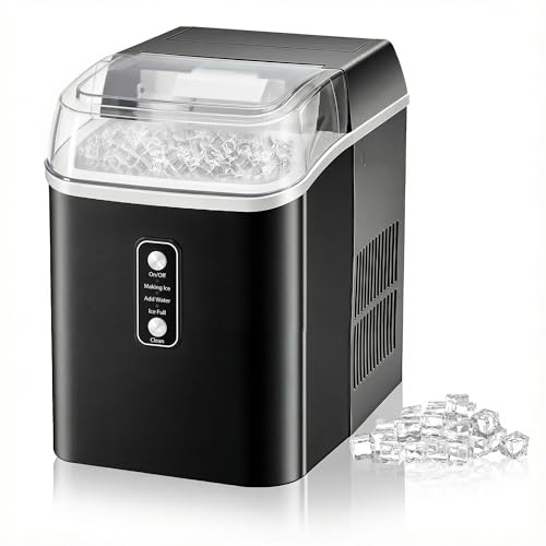Image of Dumos Nugget Ice Makers,Portable Ice Machine Countertop Ready in 6 Mins, 1.55L Water Tank, Self-Cleaning, for Office, Party, RV, Home, Black