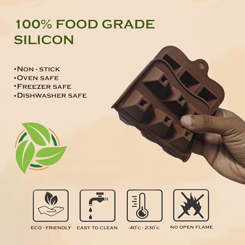 Image of HS Pyramid Silicone Mould, Non-Stick Food Grade Silicone Mould for Chocolate, Candy, Jelly & Ice Cube (Brown)
