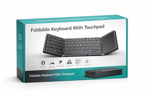 Tri-Fold Bluetooth Keyboard with Touchpad – Portable...