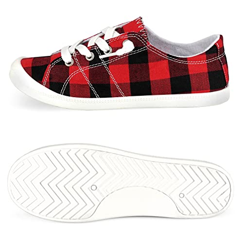 Image of Hxlber Women's Low Top Sneaker - Round Toe Comfort Casual Canvas Shoes Fashion Sneakers for Walking for Women