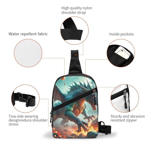 Dragon Print Men's and Women's Foldable Crossbody Bag,Sports Crossbody Bags,and Daily Chest Bags3