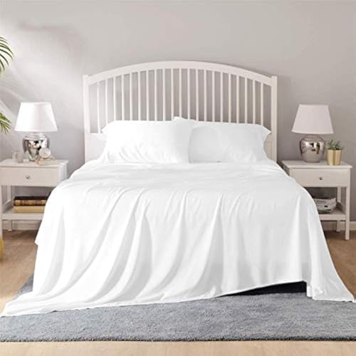 Image of YRM Bedding's - Egyptian Cotton Bedsheet 400-TC Premium Hotel Quality 1 Bedsheet (92x102) + 2 Pillow Covers (18x28) - (Queen Size, White Color)