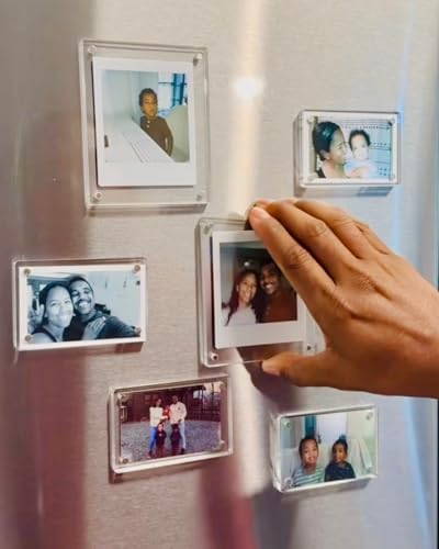 Image of Fridge Magnet Photo Frame | 3.5x2.5 Inch | Magnetic Acrylic Mini Frames for Instant Prints | Customizable Gift | Clear Double Sided Frame - Set of 15