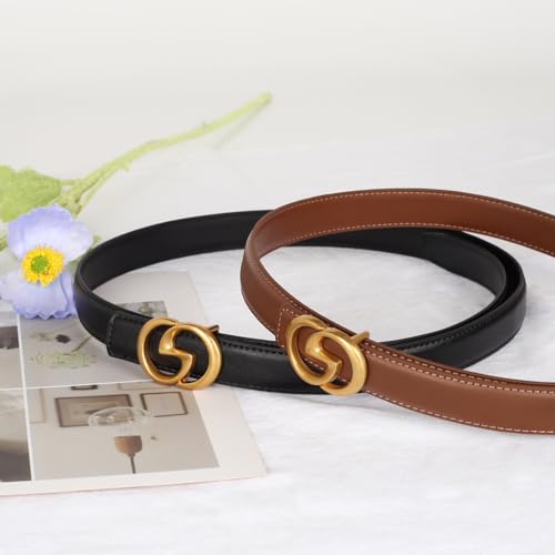 Image of Aurolran Women's Leather Belt with Buckle - Ideal for Dresses, Jeans, and Coats