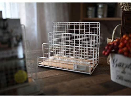 INDIAN DECOR. 29722 Nordic Bathroom Shelf Wrought Iron Literary Rack Multilayer Holder File Magazine Rack- White-picture-22