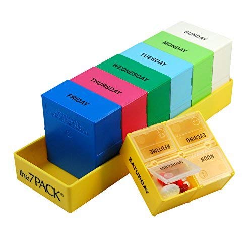 Borin-Halbich The 7 Day Pill Organizer with 7Pack Deep Tray, 4 Compartments