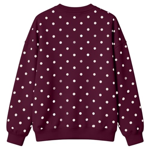 Polka Dot Sweatshirts for Women Fleece Oversized Casual Pullover Tops - image 6