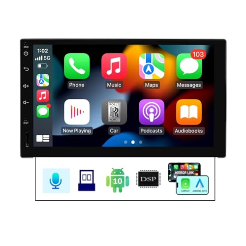 Eonon 7 Inch Android 10 In Dash Universal Double Din GPS Sat Nav Octa-Core 2GB+32GB Car Stereo CarPlay Android Auto MirrorLink DSP Bluetooth WiFi Support DAB+ OBDII Backup Camera Headunit Q04SE
