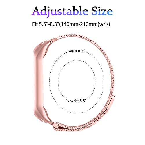 Image of Tobfit Magnetic Strap Compatible for Xiaomi Band 5 /6 (Watch Not Included), Stainless Steel Chain Strap with Magnetic Buckle, Sport Replacement Watchstrap for Women Men