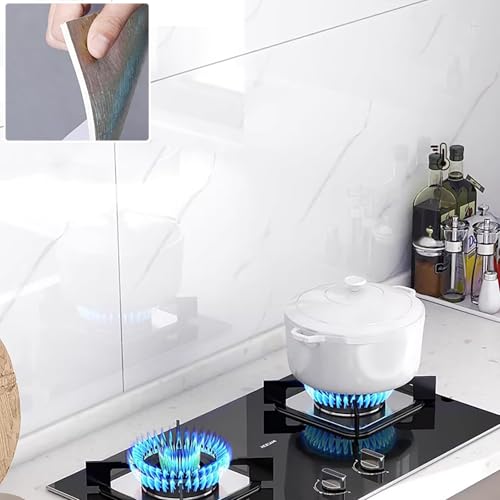 Azulejos Adhesivos Cocina Protector Contra Salpicaduras de Mármol Autoadhesivo para Cocina, Papel Tapiz Autoadhesivo de Azulejos de Metro para Baño, Láminas Adhesivas(40x80cm/15.7x31.5,5 sheets)