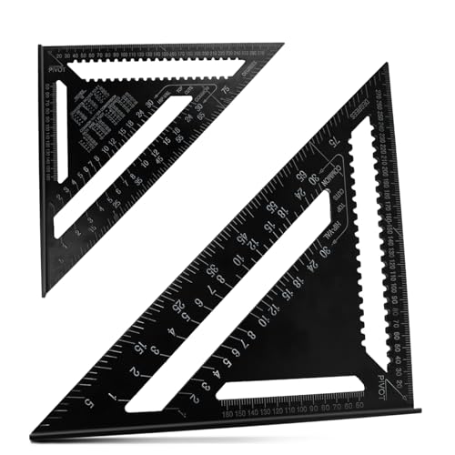 12-Inch/300mm Aluminum Alloy Triangle Square and Rafter Ruler - Black Carpentry Square for Woodworking, Roofing, Builders, Engineers, and Framing