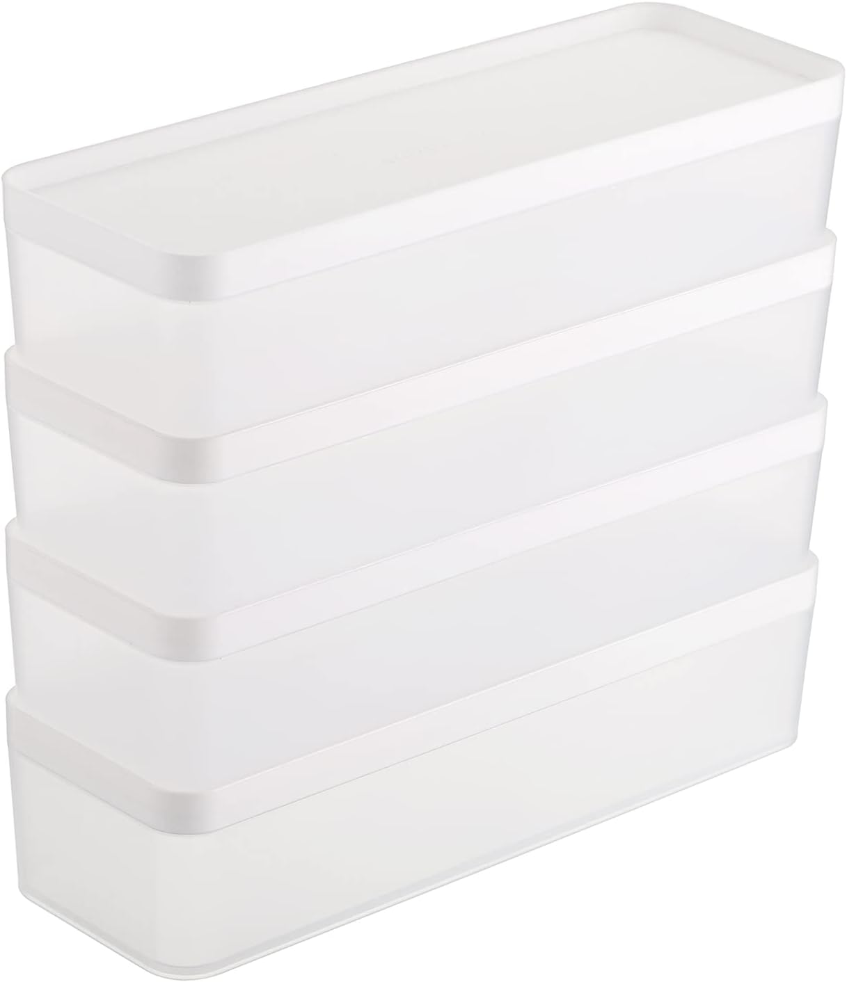 BSTKEY 4 Packs Desktop Stationery Storage Box, Rectangle White