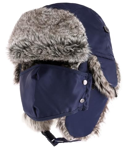 Image of Waterproof Winter Trapper Ushanka Hat Ear Flap Chin Strap, Russian Style
