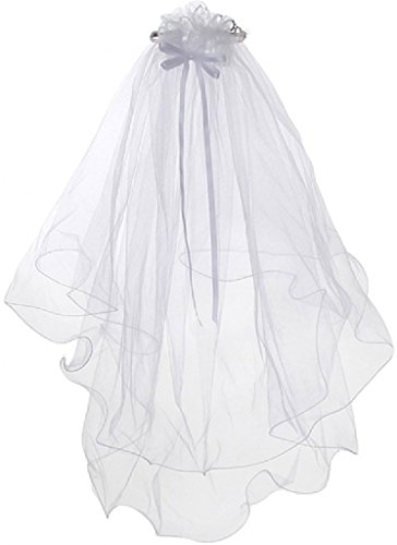 Dangling Cross Rhinestone Ribbon Tiara Princess Communion Flower Girl Veil2