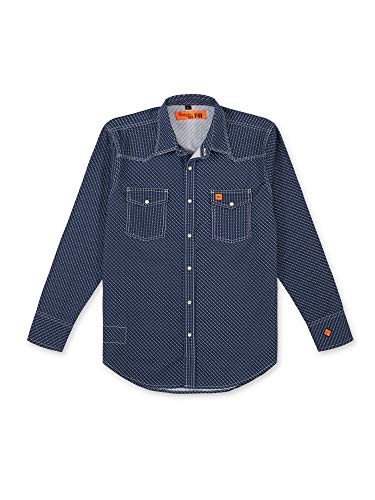 Wrangler Riggs Workwear Men's FR Flame Resistant 20X Two Pocket Snap Shirt, Navy, Medium
