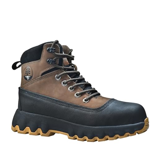 Image of Mens Work Boots Composite Toe Boots for Men Genuine Leather Rubber Sole No Slip Waterproof Shoes Industrial & Construction Safety