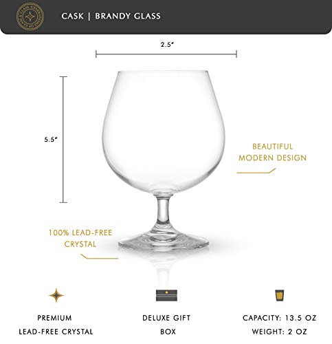 Joyjolt Brandy Glasses – Cask Collection Set Of 4 Cognac Glasses – 13.5Oz Crystal Snifter Set – Premium Quality Craftsmanship – Ultra-Elegant Design – Perfect Size For Brandy, Cognac – Made In Europe #TOP1