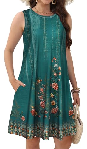 Image of JOLIGAL Womens Summer Dresses Casual Sleeveless Tshirt Sundress Beach Cover Up with Pockets Loose Tank Dress 2026