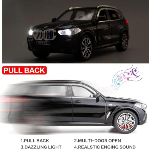Image of Royals hub BMW X5 SUV 1:32 Scale Model Car Exclusive Alloy Metal Pull Back Die-cast Car Diecast Metal Pullback Toy car with Openable Doors & Light Music Best Gifts Toys Kids【Colors as Per Stock】