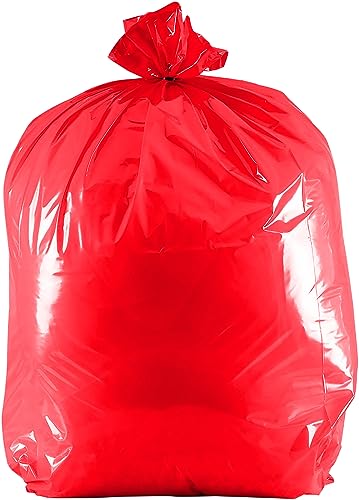 Alina 50 Bolsas de Basura Rojas de 90 L, Resistentes (40 Micras / Calibre 160), 100% Recicladas, Con Forro de Polietileno