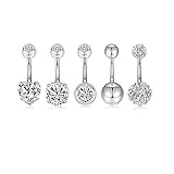 Stainless Steel Belly Button Rings Opal Surgical Steel Cubic Zircon Navel Ring Barbell Set for Women