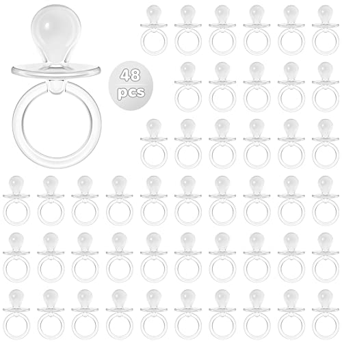 Image of 48 Pieces 2.5 Inch Acrylic Baby Pacifiers Baby Shower Favors Gender Reveal Party Decorations for DIY Baby Shower Birthday Party Favors (Clear)