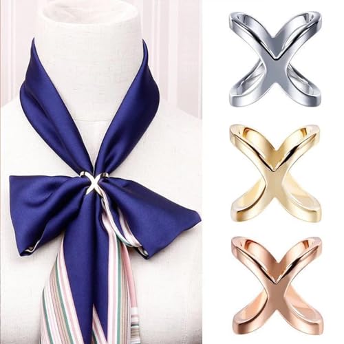 Image of 2 Pcs Scarf Ring Clips for Women Metal Shirt Tightener Cinch Buckle for Silk Scarf Shawl Blouse Sweater T Shirt Clothing Accessories