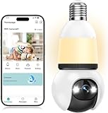 Hawkray WiFi Light Bulb Security Camera Wireless Outdoor Indoor-2.4&5GHz Dual Band WiFi, 2K Full-Color Night Vision, 360° Pan-Tilt, Motion Detection, Two-Way Audio, Siren Alarm