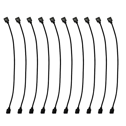 Esumic® LED-Kabelanschluss-Verlängerungskabeldraht, vierpolig, Buchse zu Buchse, für SMD 5050 3528 RGB LED-Lichtleiste, 30 cm, schwarz, 10er-Packung