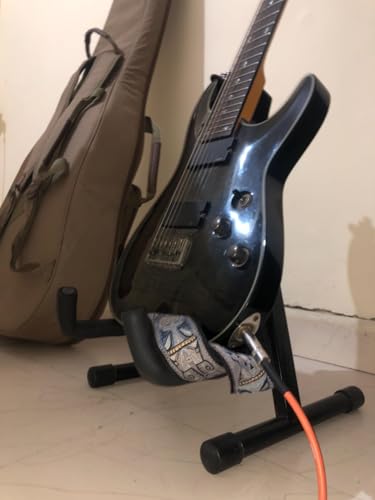 Image of Nilapro- Adjustable Folding Guitar Stand, A-shape, Fully Assembled - For School Music Program, Concerts & Multiple Users, Black.
